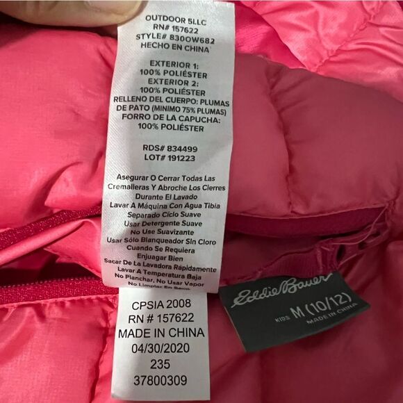 Eddie Bauer Reversible Duck Down Jacket Coat Royal Red/Pink Ombré Girl M/10/12 - Picture 11 of 11
